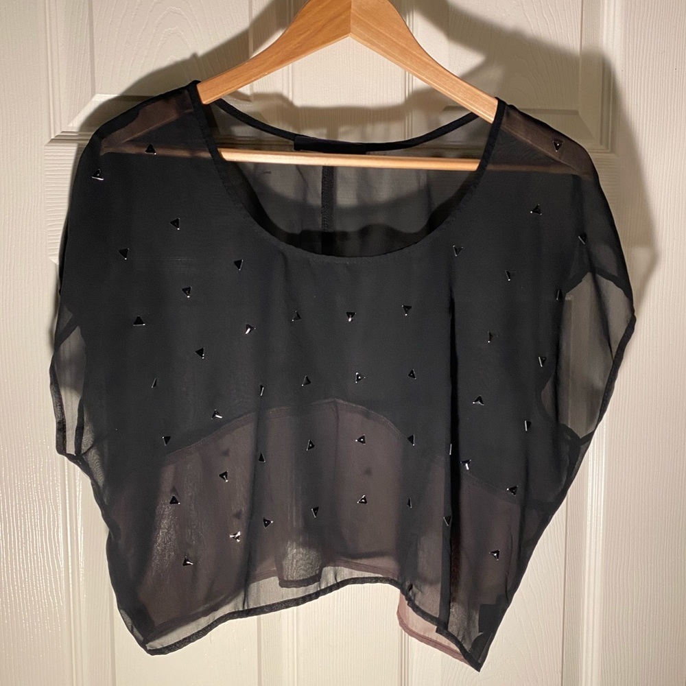 Sheer black studded crop top